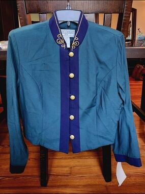 Jessica Howard Hunt Green Jacket with Navy Trim & Gold Buttons